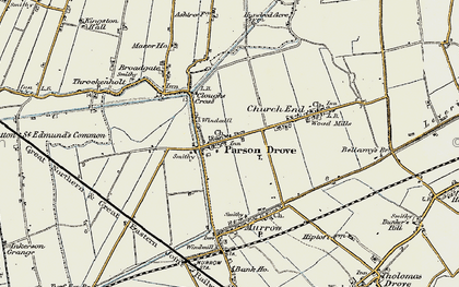 Old map of Parson Drove in 1901-1902