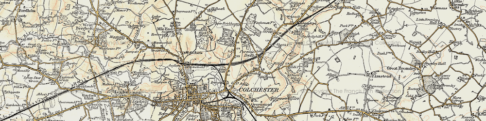 Old map of Parson's Heath in 1898-1899