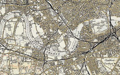 Old map of Parsons Green in 1897-1909