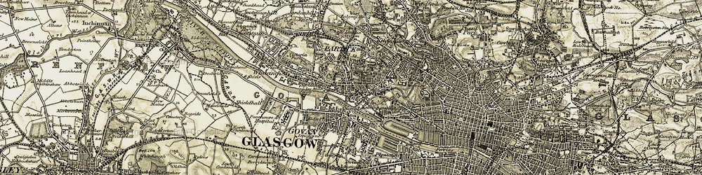 Old map of Partick in 1904-1905