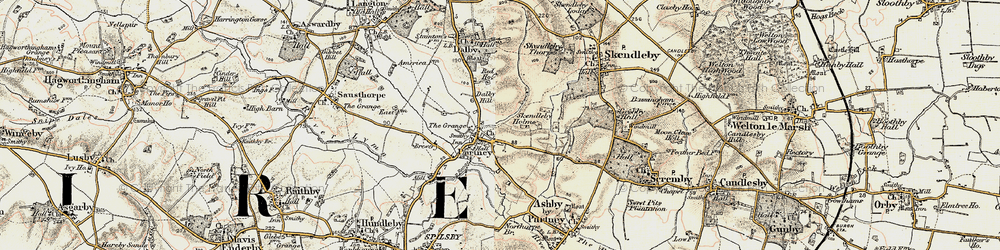 Old map of Partney in 1902-1903
