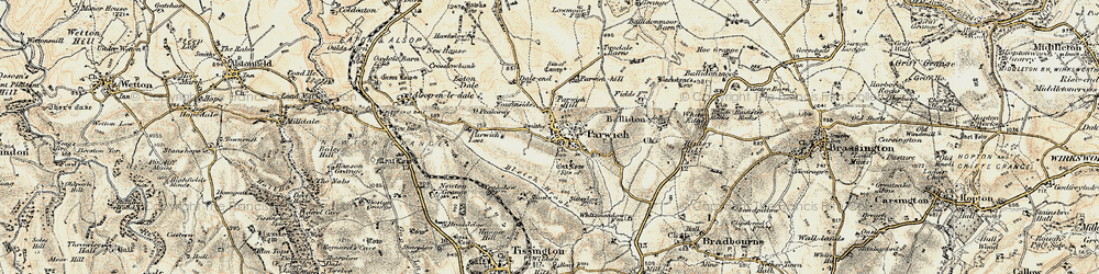 Old map of Parwich in 1902-1903