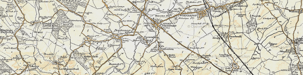 Old map of Passenham in 1898-1901