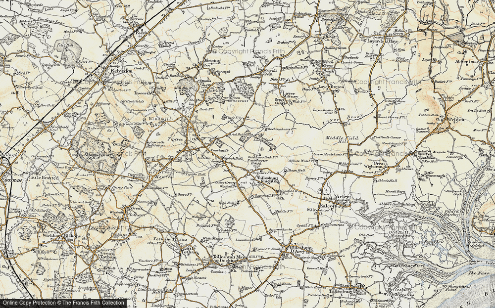 Old Map of Historic Map covering Layer Brook in 1898-1899