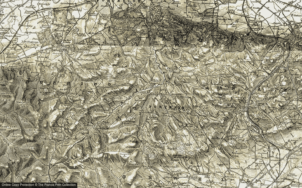 Old Map of Historic Map covering Big Knowe in 1906-1908