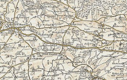 Old map of Woodlands in 1899-1900