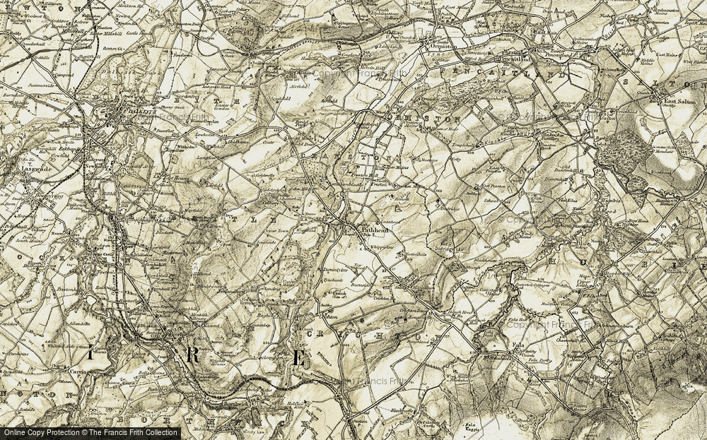 Old Map of Historic Map covering Whippielaw in 1903-1904