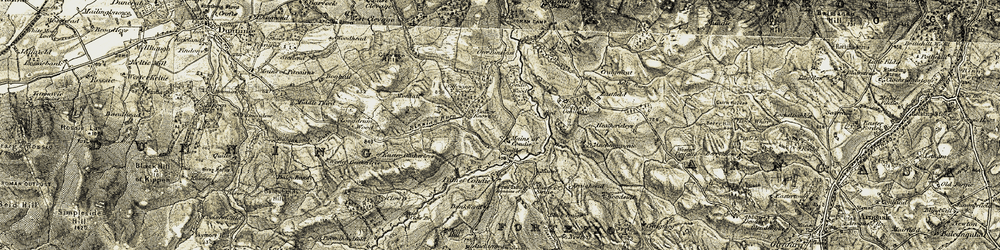 Old map of Binzian Burn in 1906-1908