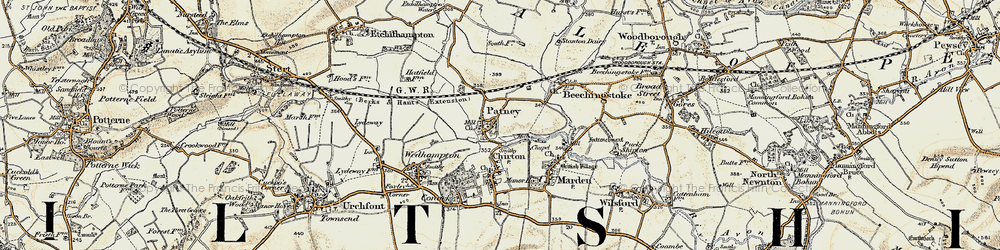 Old map of Patney in 1898-1899