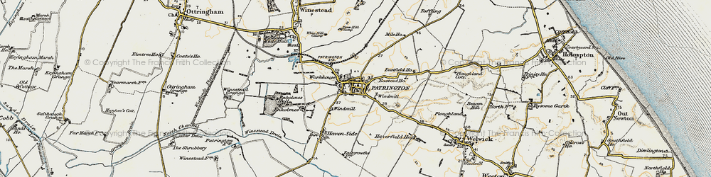 Old map of Patrington in 1903-1908