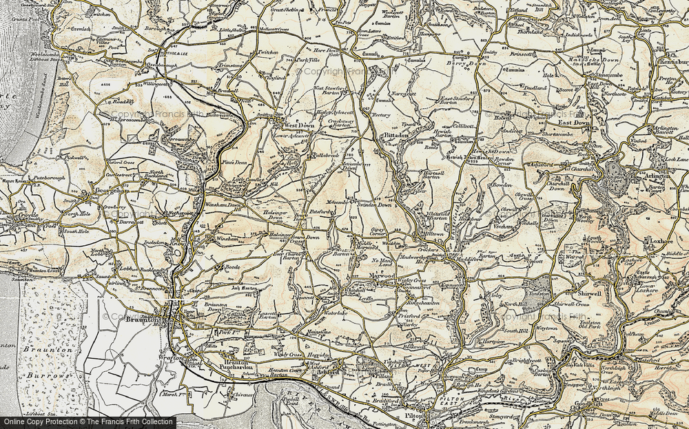 Old Map of Historic Map covering Beara Down in 1900