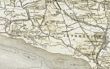 Old map of Bellknowes in 1904-1906