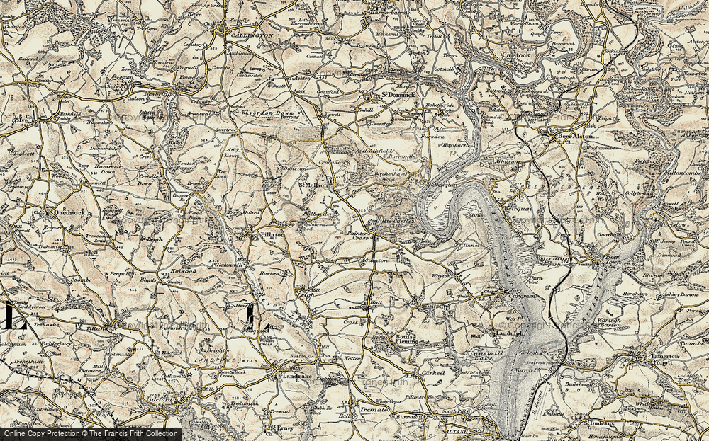Old Map of Paynter's Cross, 1899-1900 in 1899-1900