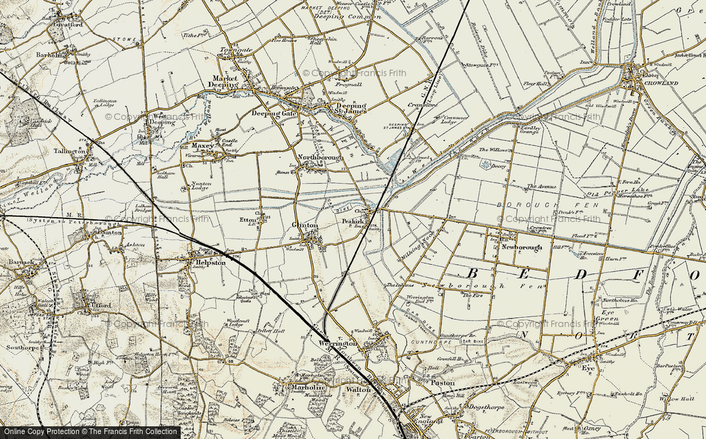 Old Map of Peakirk, 1901-1902 in 1901-1902