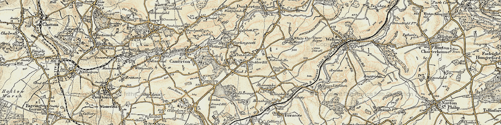 Old map of Peasedown St John in 1899