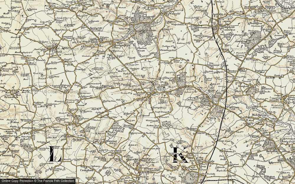 Old Map of Peasenhall, 1901 in 1901