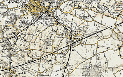 Old map of Peasley Cross in 1903