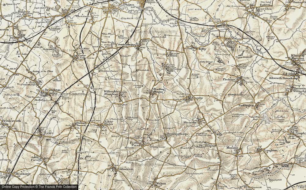 Old Map of Peatling Magna, 1901-1902 in 1901-1902