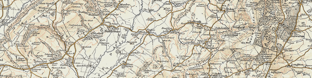 Old map of Peaton in 1901-1902