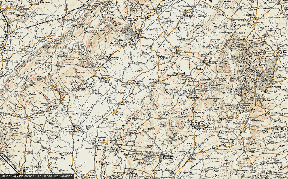 Old Map of Historic Map covering Cold Weston in 1901-1902