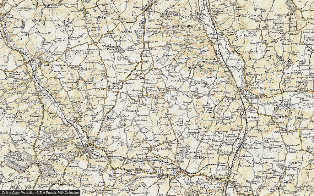 Old Map of Pebmarsh, 1898-1899 in 1898-1899