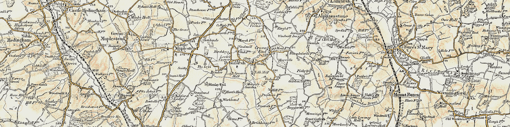 Old map of Pebmarsh in 1898-1899