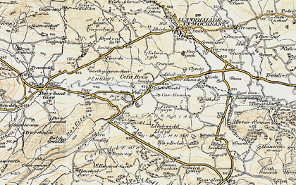 Old map of Pedair-ffordd in 1902-1903
