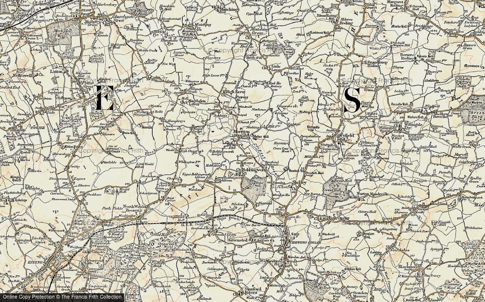Old Map of Historic Map covering Bovinger Lodge in 1898