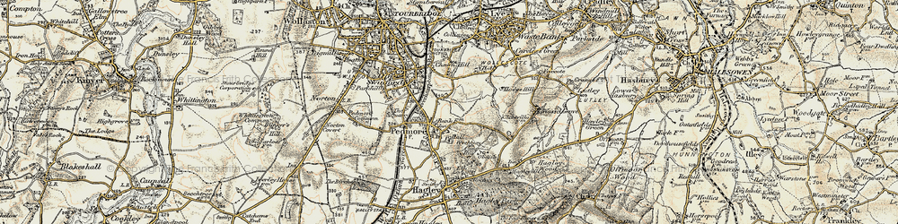 Old map of Pedmore in 1901-1902