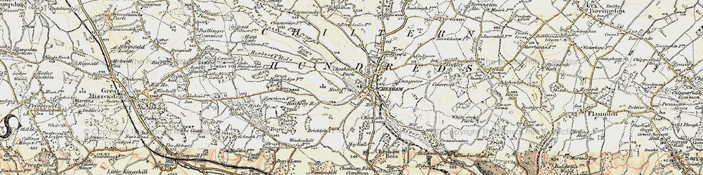 Old map of Pednormead End in 1897-1898
