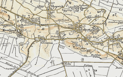 Old map of Pedwell in 1898-1900