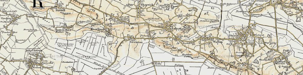 Old map of Pedwell in 1898-1900