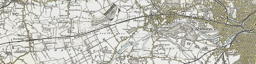 Old map of Barton Moss in 1903