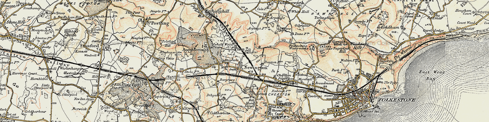 Old map of Peene in 1898-1899