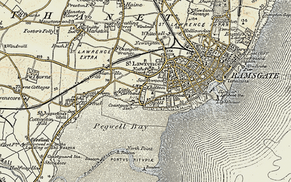 Old map of Pegwell in 1898-1899
