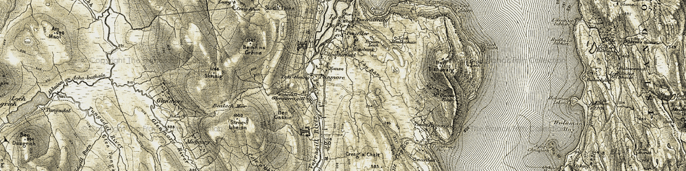 Old map of Ben Gaskin in 1908-1909