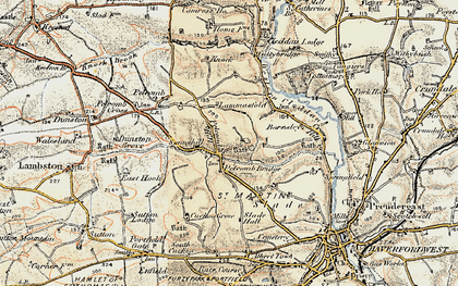 Old map of Pelcomb Bridge in 1901-1912