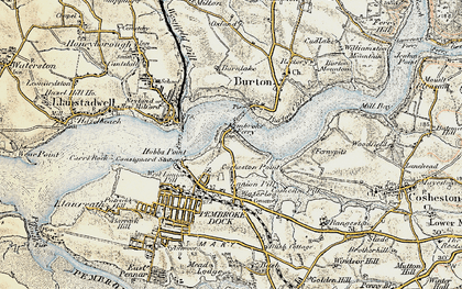 Old map of Pembroke Ferry in 1901-1912