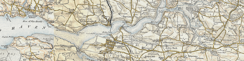 Old map of Pembroke Ferry in 1901-1912