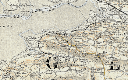 Old map of Pen-clawdd in 1900-1901