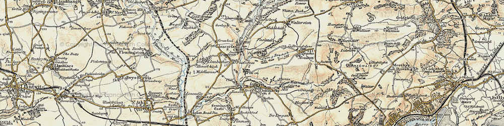 Old map of Pen-onn in 1899-1900