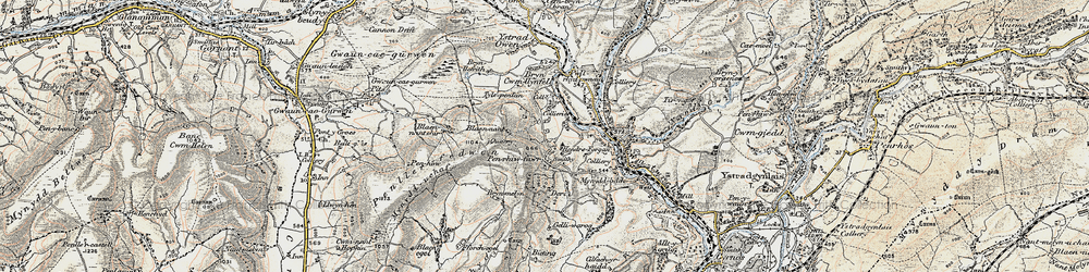 Old map of Pen-Rhiw-fawr in 1900-1901