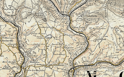 Old map of Pen-twyn in 1899-1900