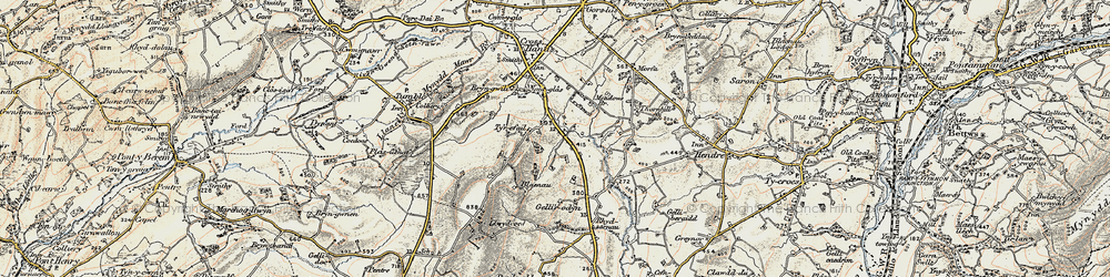 Old map of Bryn Gelli in 1900-1901
