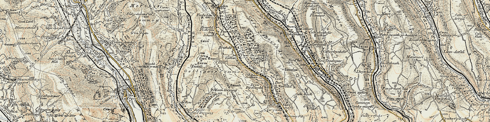 Old map of Twyn y Fidffawydd in 1899-1900
