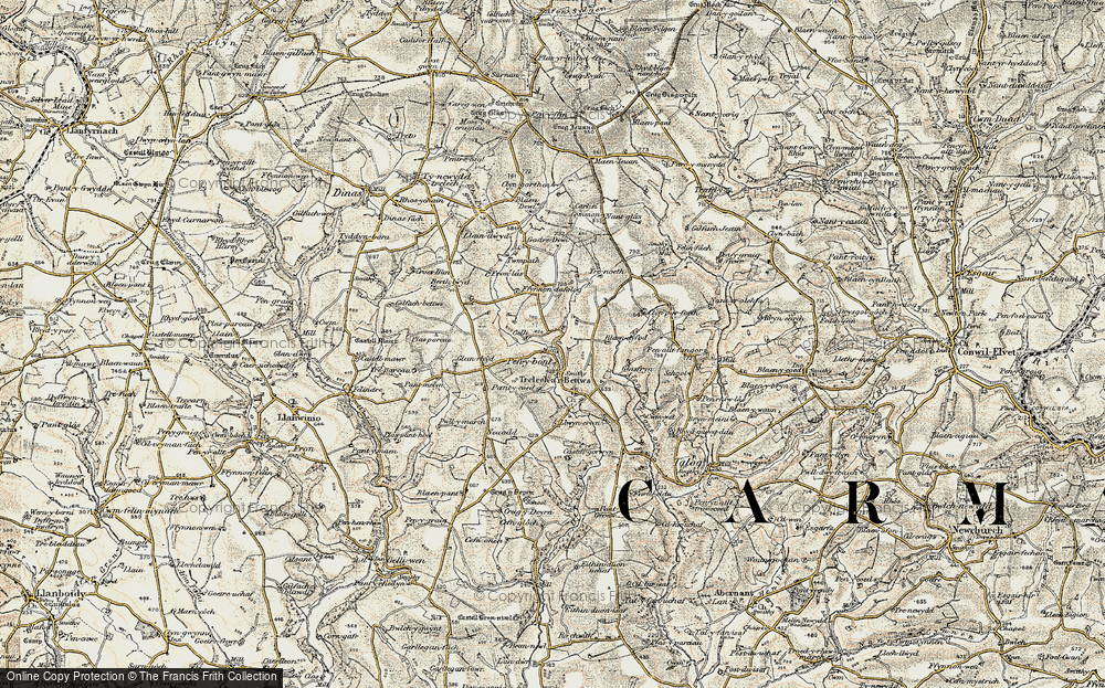 Old Map of Historic Map covering Blaenparsel in 1901