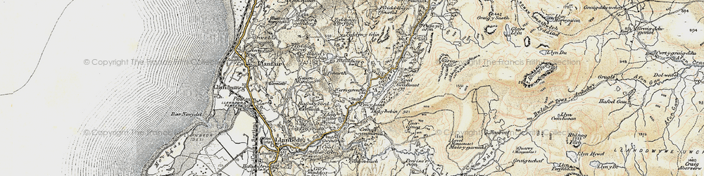 Old map of Afon Cwmnantcol in 1903