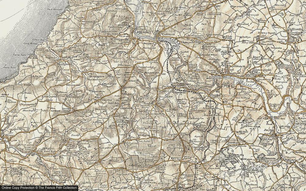 Old Map of Historic Map covering Blaen-mergi in 1901