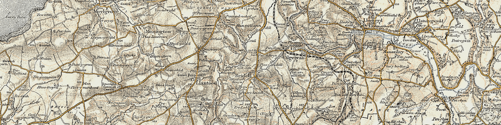 Old map of Blaen-mergi in 1901