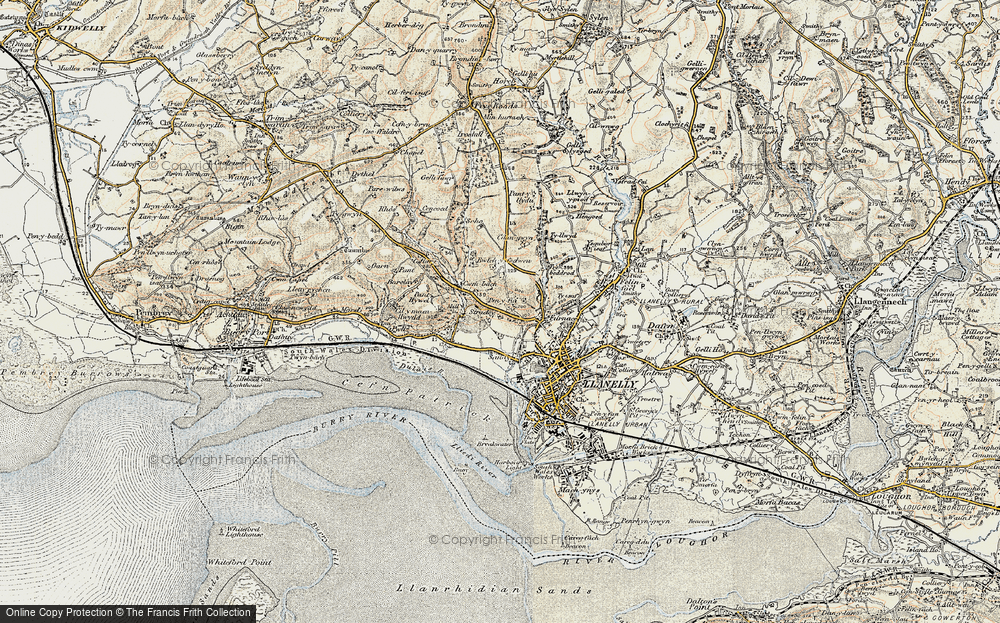 Old Map of Historic Map covering Stradey Castle in 1900-1901